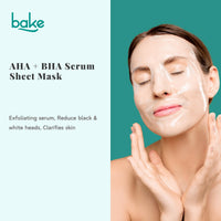 BAKE AHA BHA Sheet Mask for Glowing Skin, Pigmentation, Dark Spots & Tan Removal | Reduces Acne, Acne Scars & Dark Spots | For Men & Women | 20ml