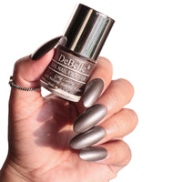 DeBelle Gel Nail Polish Polaris (Dark Metallic Grey Nail Paint)|Non UV - Gel Finish |Chip Resistant | Seaweed Enriched Formula| Long Lasting|Cruelty and Toxic Free| 8ml
