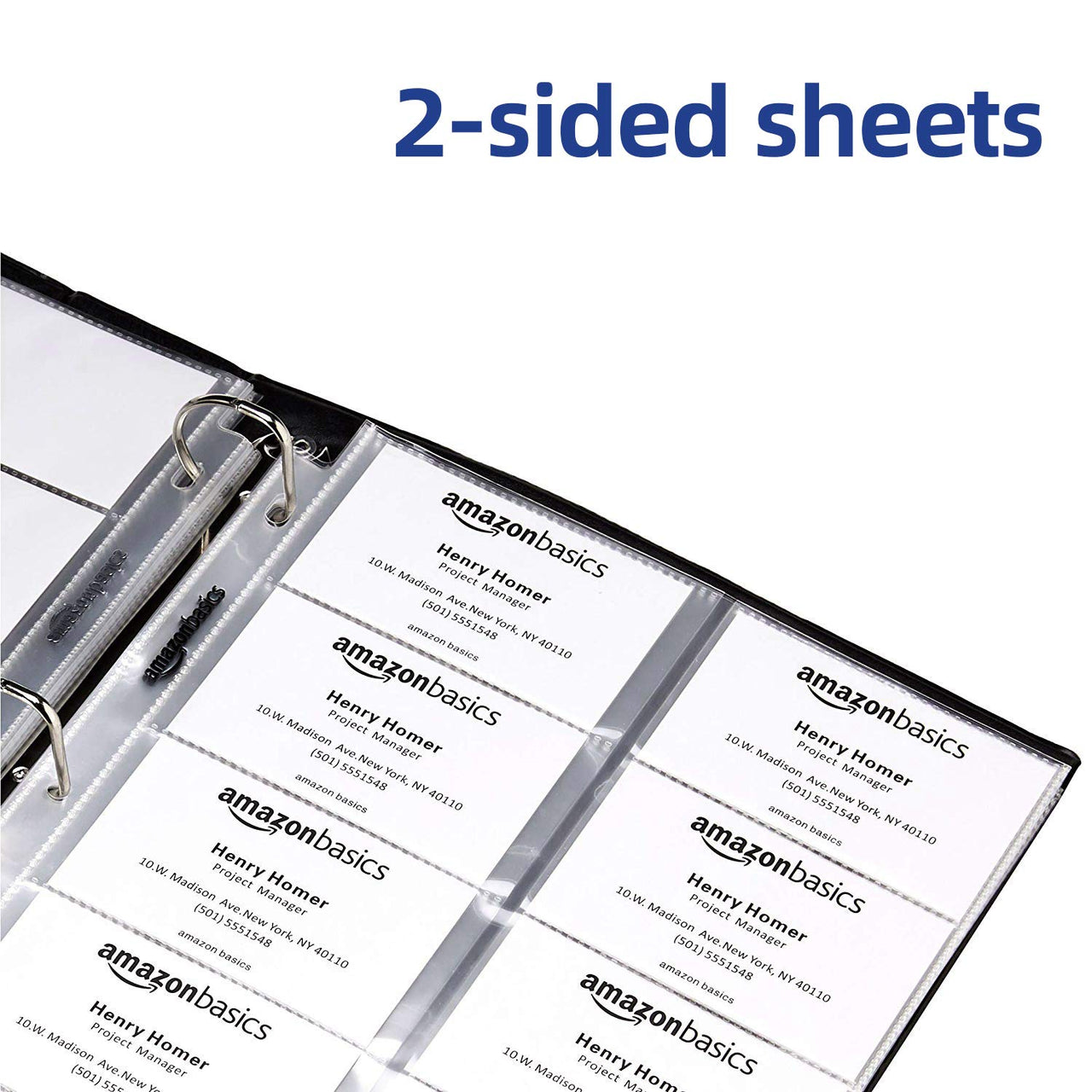 Basics Plastic Business Card Holder, Protector Sleeves for 3-Ring Binder, Transparent, 25-Pack