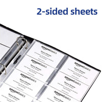 Basics Plastic Business Card Holder, Protector Sleeves for 3-Ring Binder, Transparent, 25-Pack