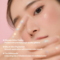 GlitterGlitterpedia Eye Shadow Palette | Matte, Glitter, Shimmer & Pearl Shades for Eye Makeup | Vegan, Korean Cosmetics | Perfect for Daily & Party Looks | Sparkling Eye Shadow N°1 All of Glitter