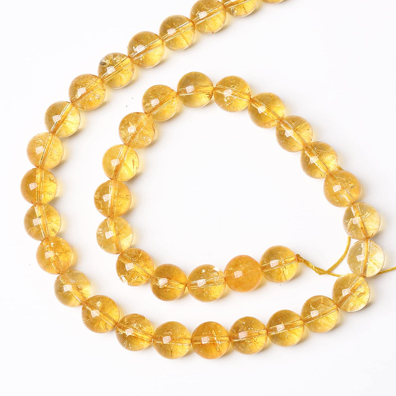 8mm 45Pcs Natural Citrine Beads for Jewelry Making Gemstone Round Loose Beads Crystal Energy Stone Healing Power DIY Bracelet Necklace 8mm