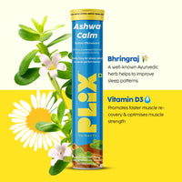 PLIX- THE PLANT FIX | KSM-66 Ashwagandha Gold Standard Effervescent (300 mg) | Brahmi & Bhringraj helps relieve stress & boosts performance| Promotes Calmness, Increase Mental Acuity, & Muscle Recovery (45 Tabs) (Pack of 3)