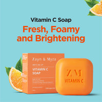 ZM Zayn & Myza Vitamin C Soap Enriched With Kojic Acid, Vitamin C & E For Skin Brightening & Deep Cleansing, Paraben Free, 100g (Pack Of 3)