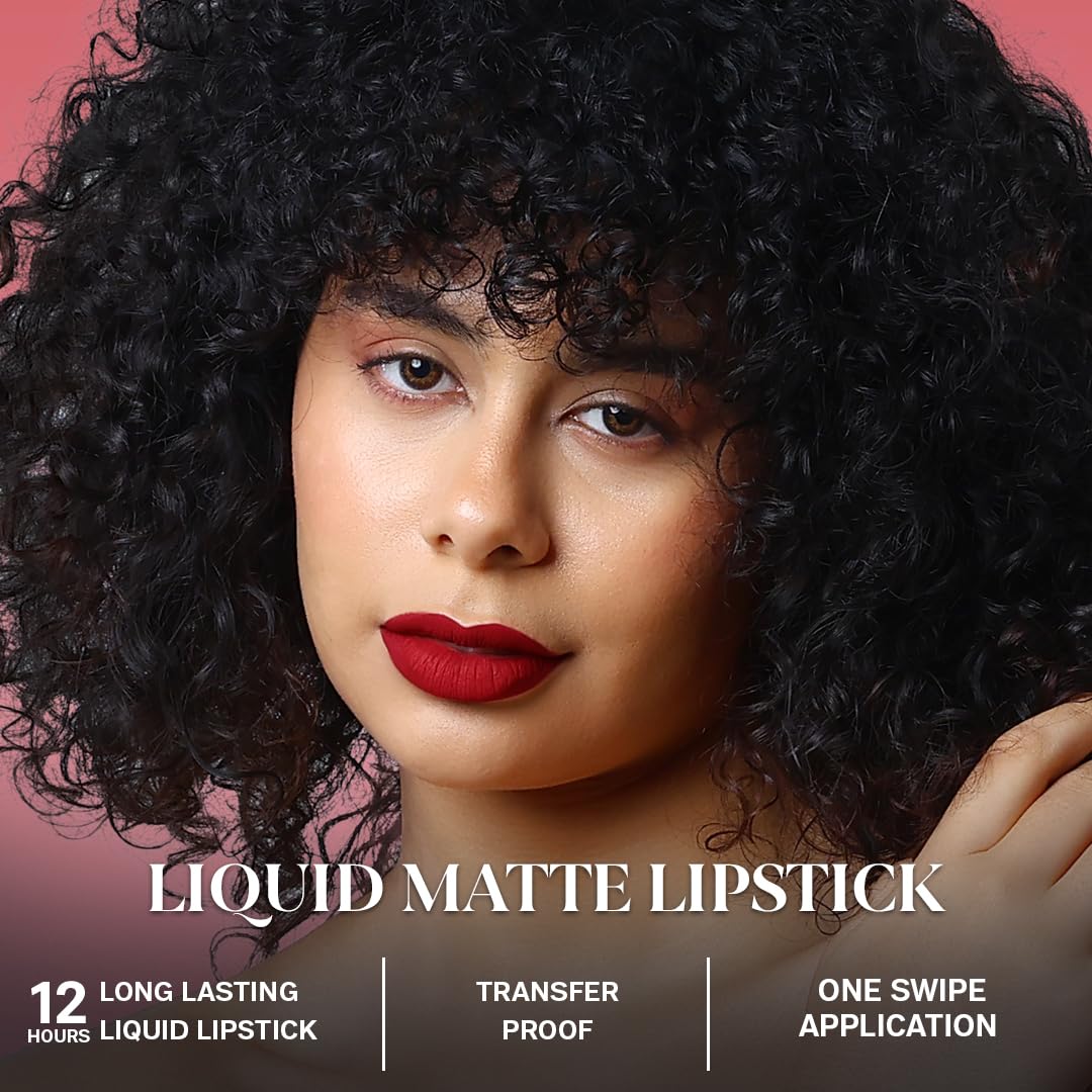 FLiCKA Weightless Impression Liquid Lipstick| Enriched With Vitamin E, Matte Finish, Moisturizing, Creaseless Formula, 04 April, 1.6ml