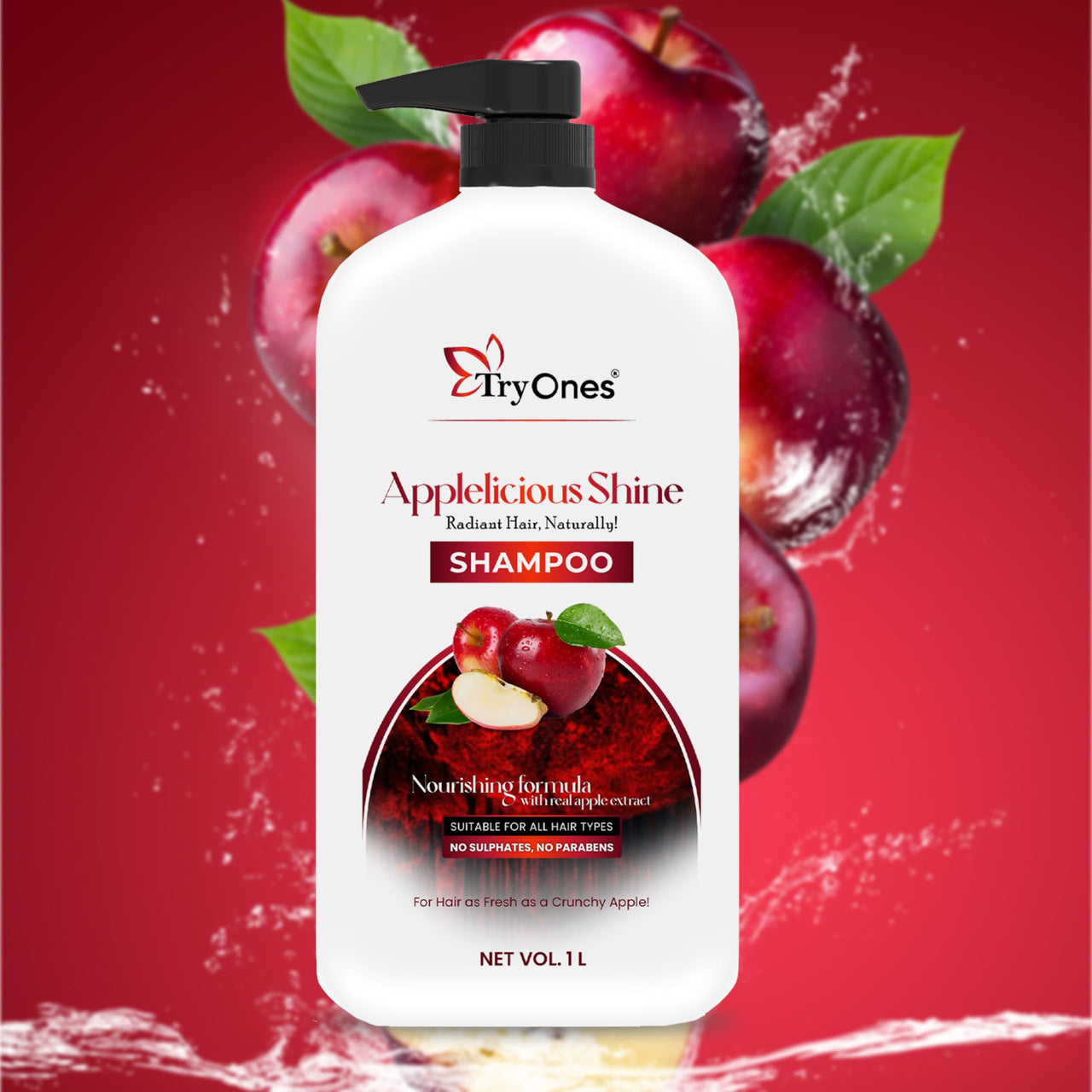 TryOnes Apple Cider Shampoo Men & Women Dry & Frizzy Hair | Helps Control Hair Fall & Promotes Hair Growth Shampoo| For Men & Women - 1000 ML