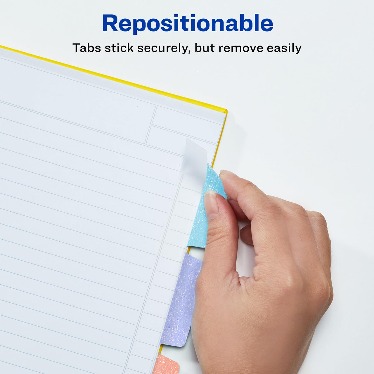 Avery Margin Ultra Tabs, 2.5" x 1", Pastel Sparkle Shimmer Designs, 16 Repositionable Page Tabs (74150) 16 tabs