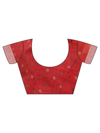 AKHILAM Women's  Linen Geometric Saree With Unstitched Boluse Piece