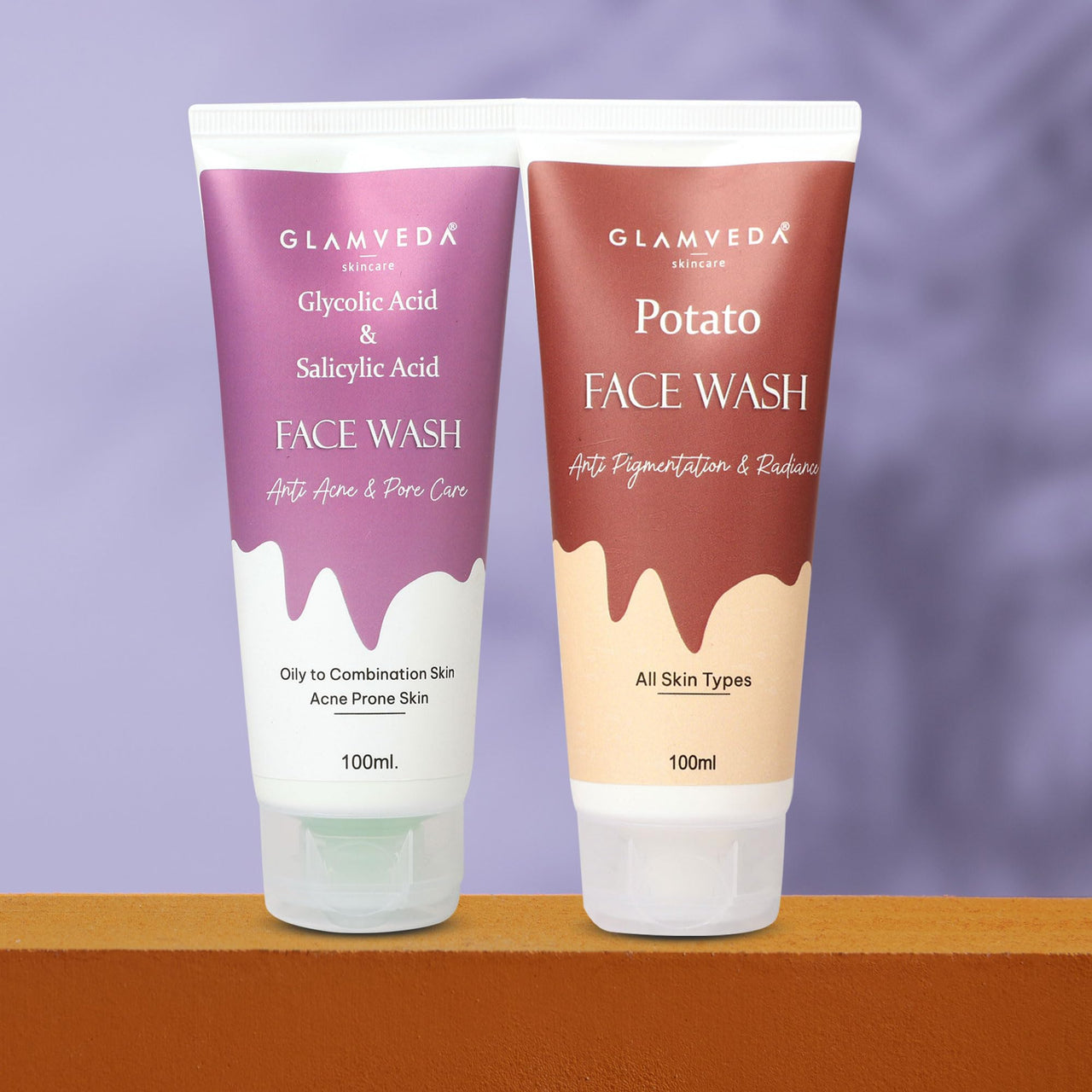Glamveda Anti pigmentation Face wash combo | For Reduces dark spots & Blemishes | Set of 2 Items | Salicylic Acid & Potato face wash