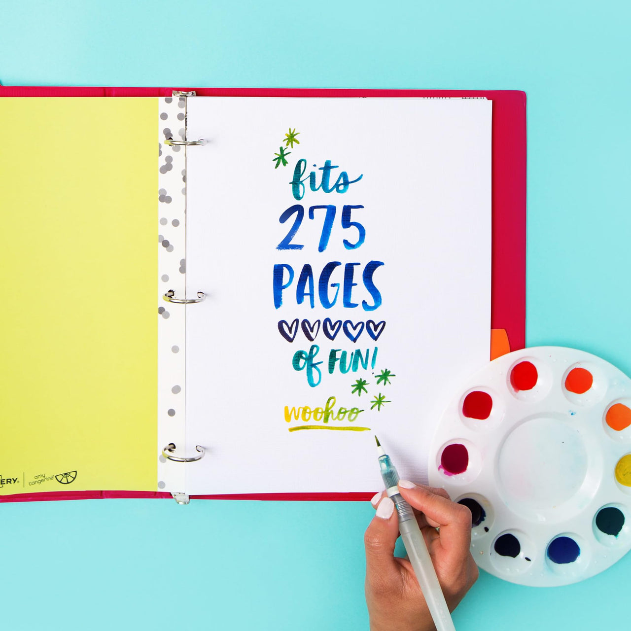 Avery + Amy Tangerine Designer Collection Binder, 1.5 Inch Round Rings, 275-Sheet Capacity, Watercolor Rainbow (28347) 1.5" 1 pack