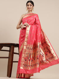 Pandadi Saree Women's  Paithani Silk Saree With Blouse Piece