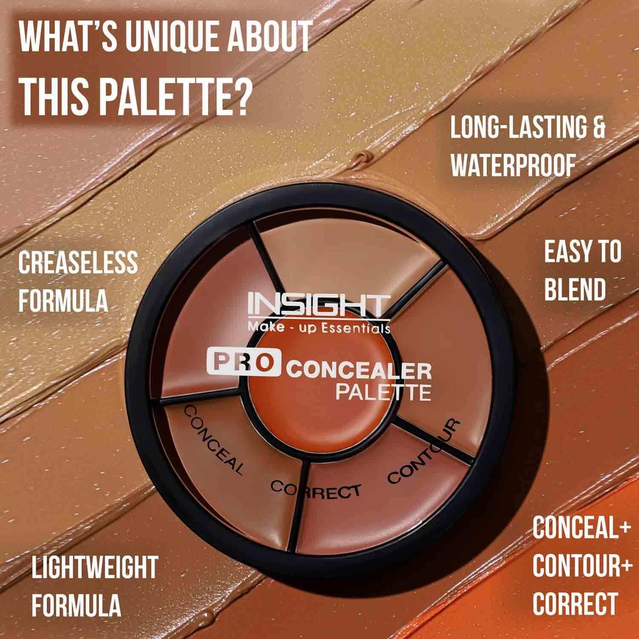 Insight Cosmetics Pro Concealer Palette-ConcealerConceal Correct Contour WaterProof Crease Resistance Long Lasting Oil Control (CR105-Concealer) Crème Blusher, Face Makeup, Dusty Rose, 3.5 gm(B-02=03)
