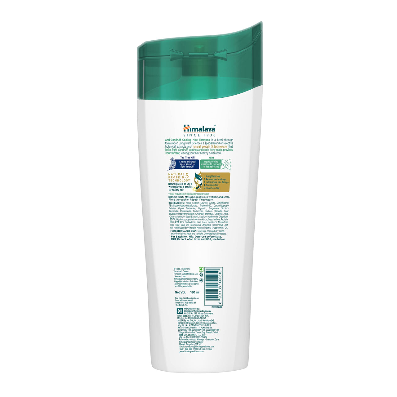 Himalaya Anti-Dandruff Cooling Mint Shampoo | Fights Dandruff | Soothes Scalp & Revives Hair | Enriched with Tea Tree Oil & Mint | For Women & Men | 200ml