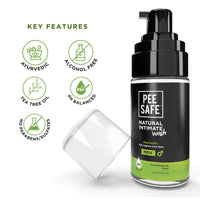 PEESAFE Natural Intimate Wash For Men With Ayurveda Extracts 100 Ml & Peesafe Natural Intimate Wipes 10 Count (Pack Of 4)