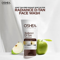 Oshea Herbals Radiance DTan Facewash for All Skin Types | Tan Removal Formula with Whitening & Brightening | Enriched with Green Apple & Basil Extract | Paraben &Soap Free 120g