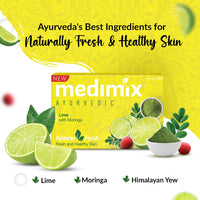 Medimix Ayurvedic Lime with Moringa Bathing Bar Soap 125g (Buy 4, Get 1 Extra Combo Pack) | Refreshed & Nourished Skin | Shop Herbal | Natural | Paraben-free & Sulphate-free | 100% Vegan