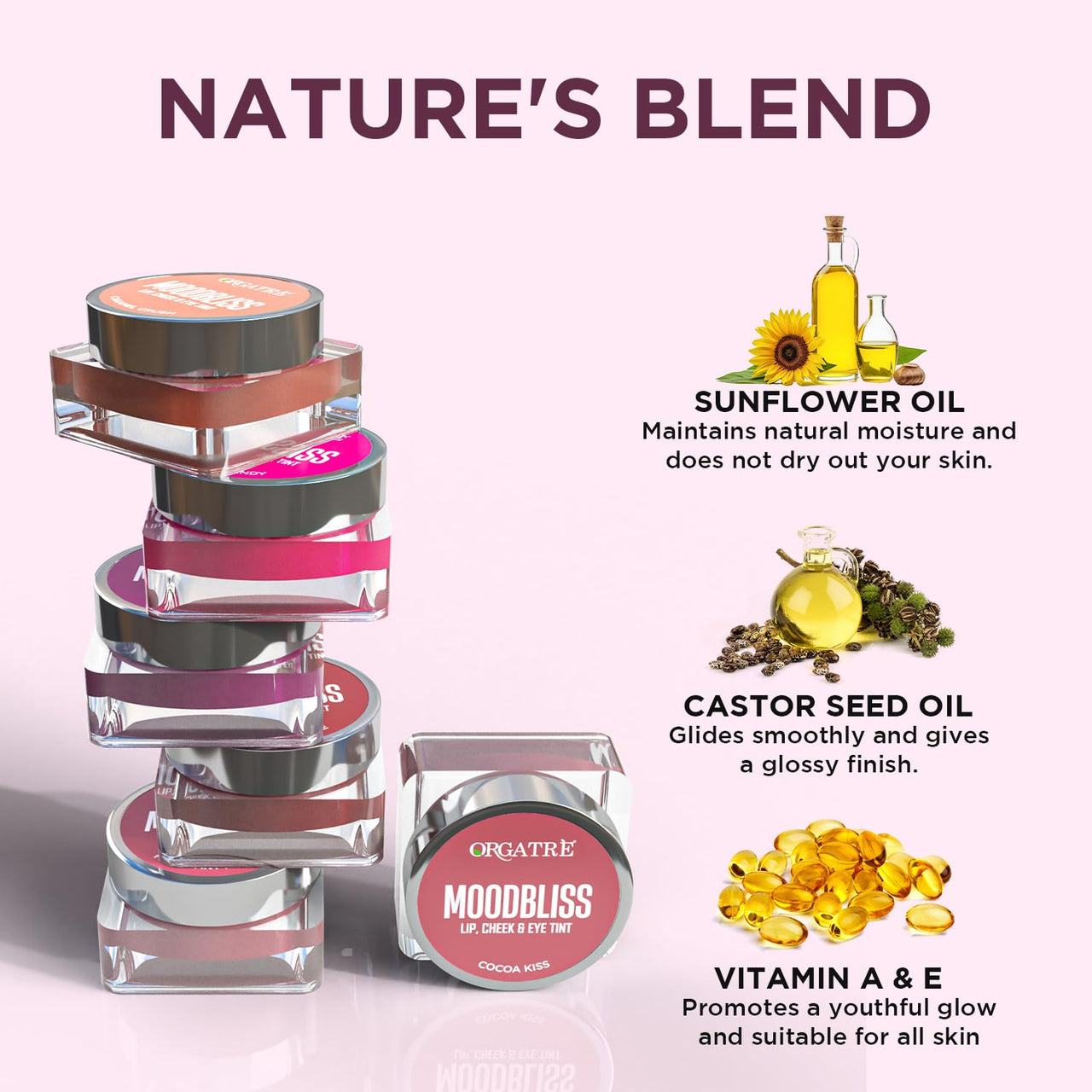 Orgatre Moodbliss Lip, Cheek & Eye Tint with Goodness of Kojic Acid & Retinol (Crimson Kiss, 8GM)