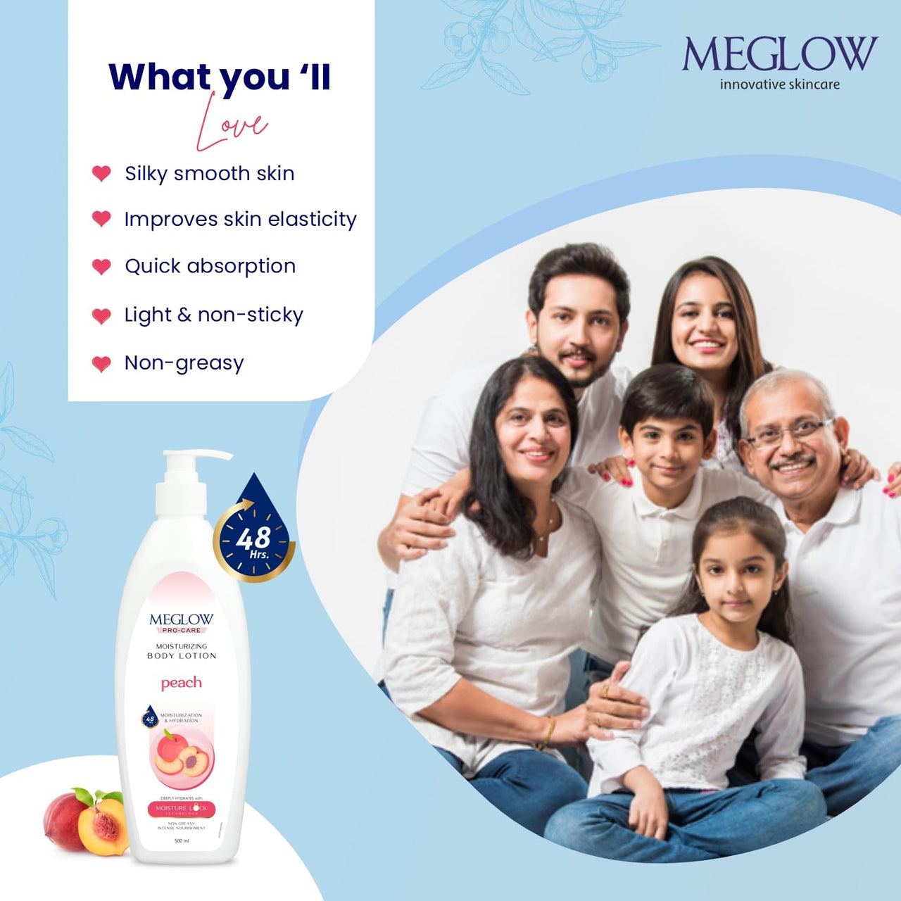 Meglow Combo of Aloe Vera Moisturizing Cold Cream Moisturizer Cream with SPF 15 Protection & Peach - Body Lotion Best Moisturizer for dry skin