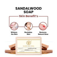 Khadi Natural Ayurvedic handmade bath soap 125g Each SANDALWOOD Soaps Pack of 6