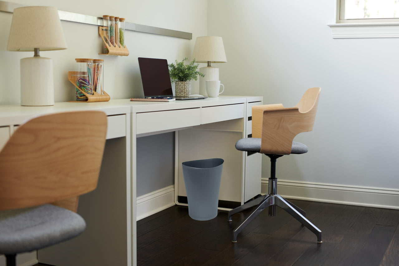 Rubbermaid Spa Works Compact Contemporary Style 9 Quart Indoor Open Vanity Home Trash Container, White Clear Pack of 1