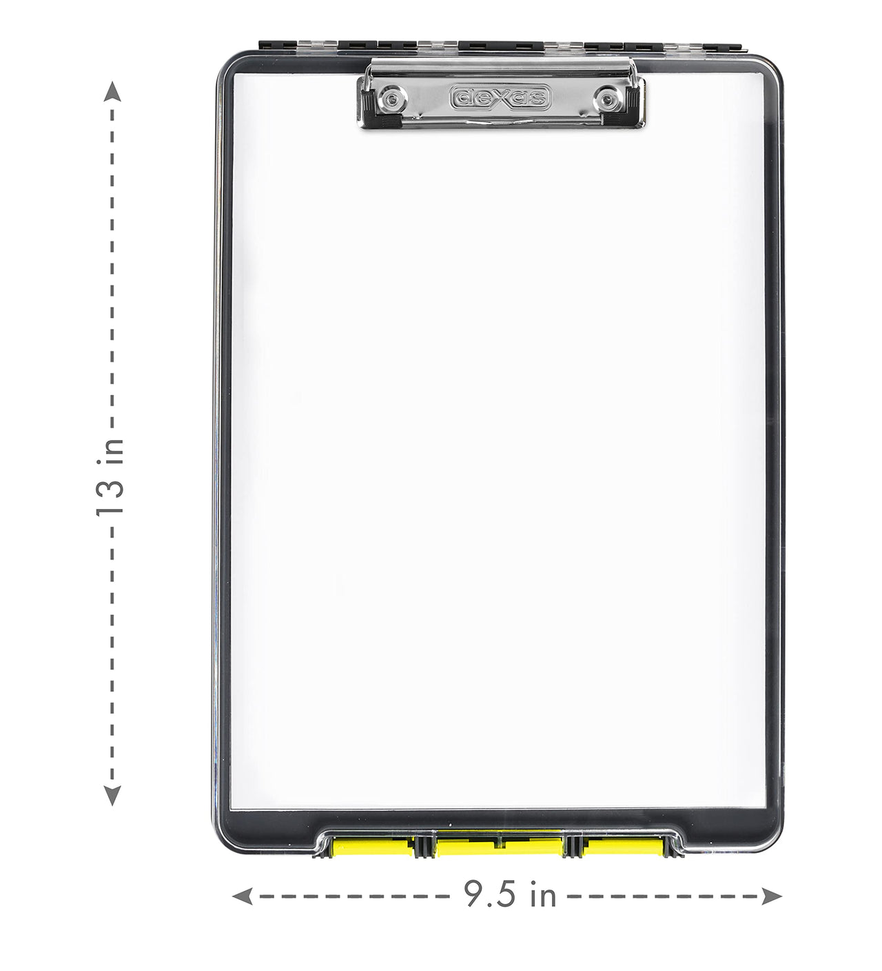 Dexas Clearview Clipcase Clipboard, 13.75 x 9.5 in, Gray/Yellow. See Papers Clearly Outdoors, Stay Organized and Dry. Ideal for Coaching, Teaching, homeschooling, Art, Trades, and Medical pros. Yellow