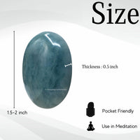 Aquamarine Palm Stone - Massage Worry Stone for Natural Body Chakra Balancing, Reiki Healing and Crystal Grid Aquamarine