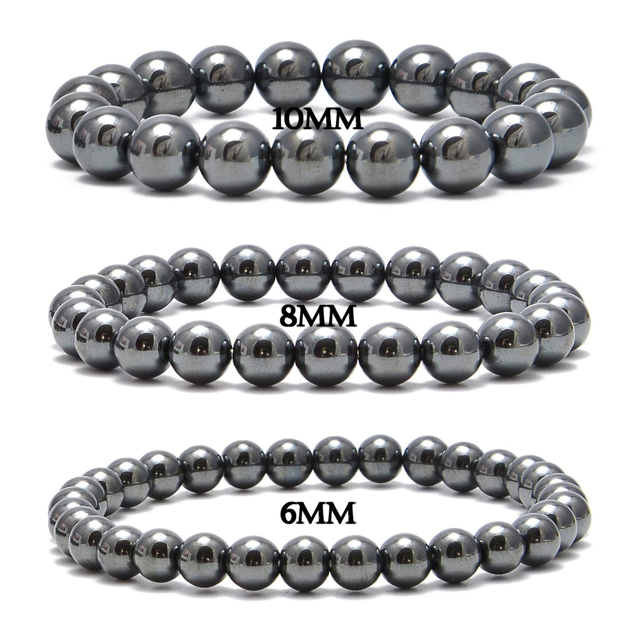 200PCS 8mm Black Hematite Gemstone Loose Beads Well Polished Round Crystal Energy Stone Healing Power for Jewelry Making (Black Hematite, 8mm 200Beads)