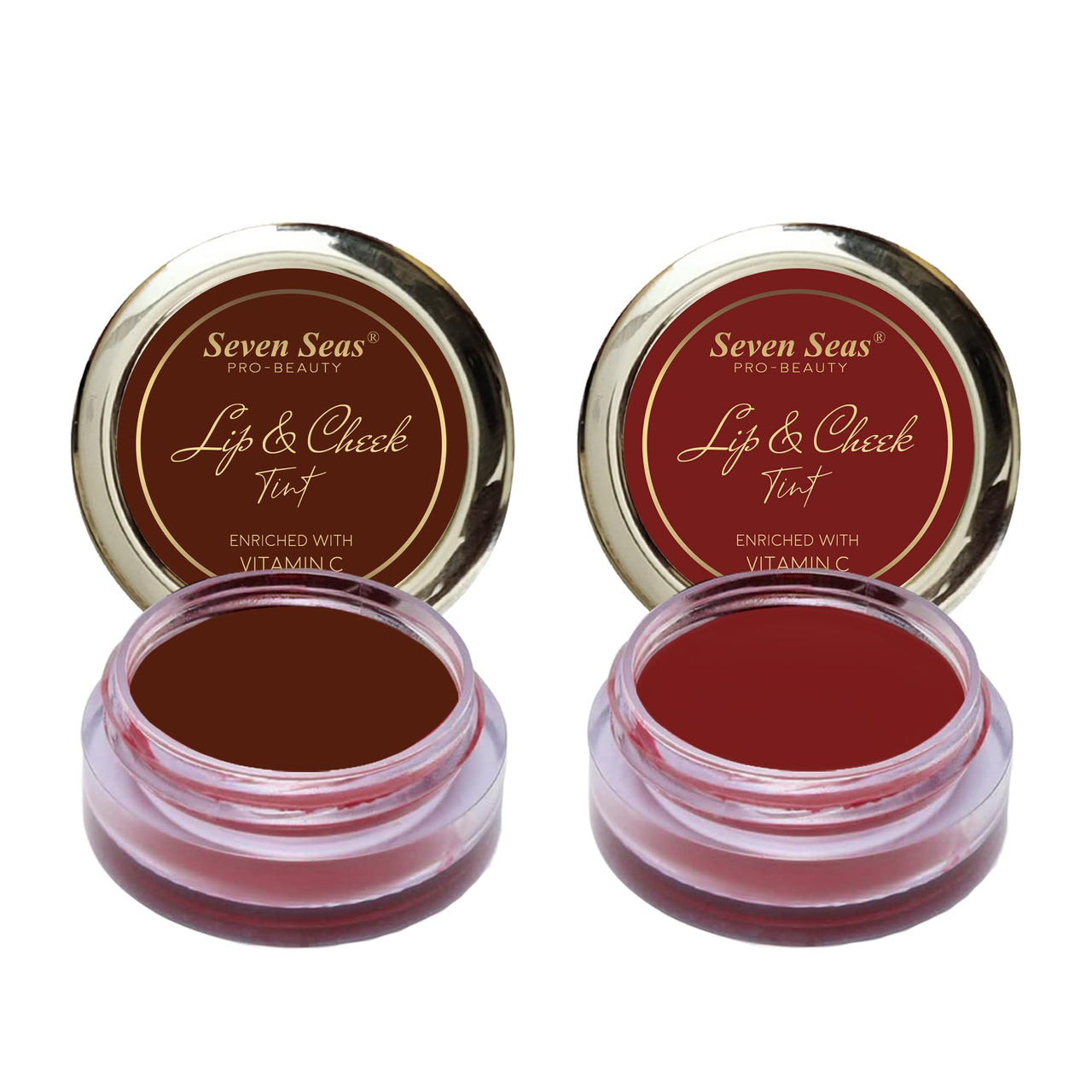 Seven Seas Lips & Cheek Tint Combo Pack of 2 | Matte Natural Blush for Women | Lip Tint with Vitamin E | Nourishing Cheek Tint (Maroon, Fire Brick)