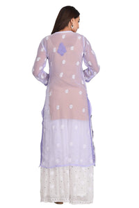 Ada Women's  Hand Embroidered Faux Georgette Lucknowi Chikankari Kurti with Slip