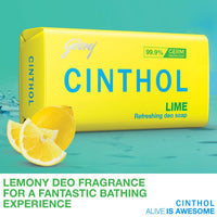 Cinthol Lime Soap, 150g (Pack of4) - 99.9% Germ Protection | Lime Fresh Fragrance | Soaps For Bath Grade 1 Soap | For All Skin Types