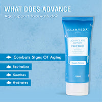 Glamveda Copper Peptide & Hyaluronic Acid Advance Age Support face Wash | Anti Ageing & Firming | All Skin Types | Multi Peptide Complex & Centella Assiatica | 100ml