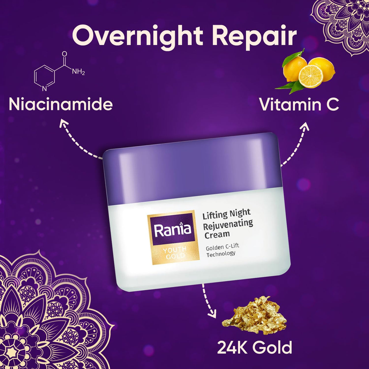 Rania CC Cream SPF50PA++IR with Vitamin C,24K Gold & Rania Night Cream with Vitamin C, 24K Gold, Niacinamide