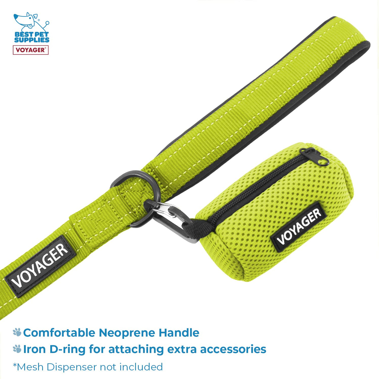 Voyager Step-in Air All Weather Mesh Harness and Reflective Dog 5 ft Leash Combo with Neoprene Handle, for Small, Medium and Large Breed Puppies by Best Pet Supplies - Lime/Black Trim, Large Harness Leash Bundle (Lime/Black Trim) L (Chest: 18 - 20.5")