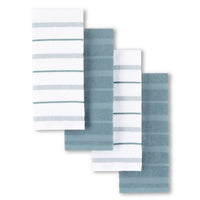 KitchenAid Albany Kitchen Towel 4-Pack Set, Fog Blue/White, 16