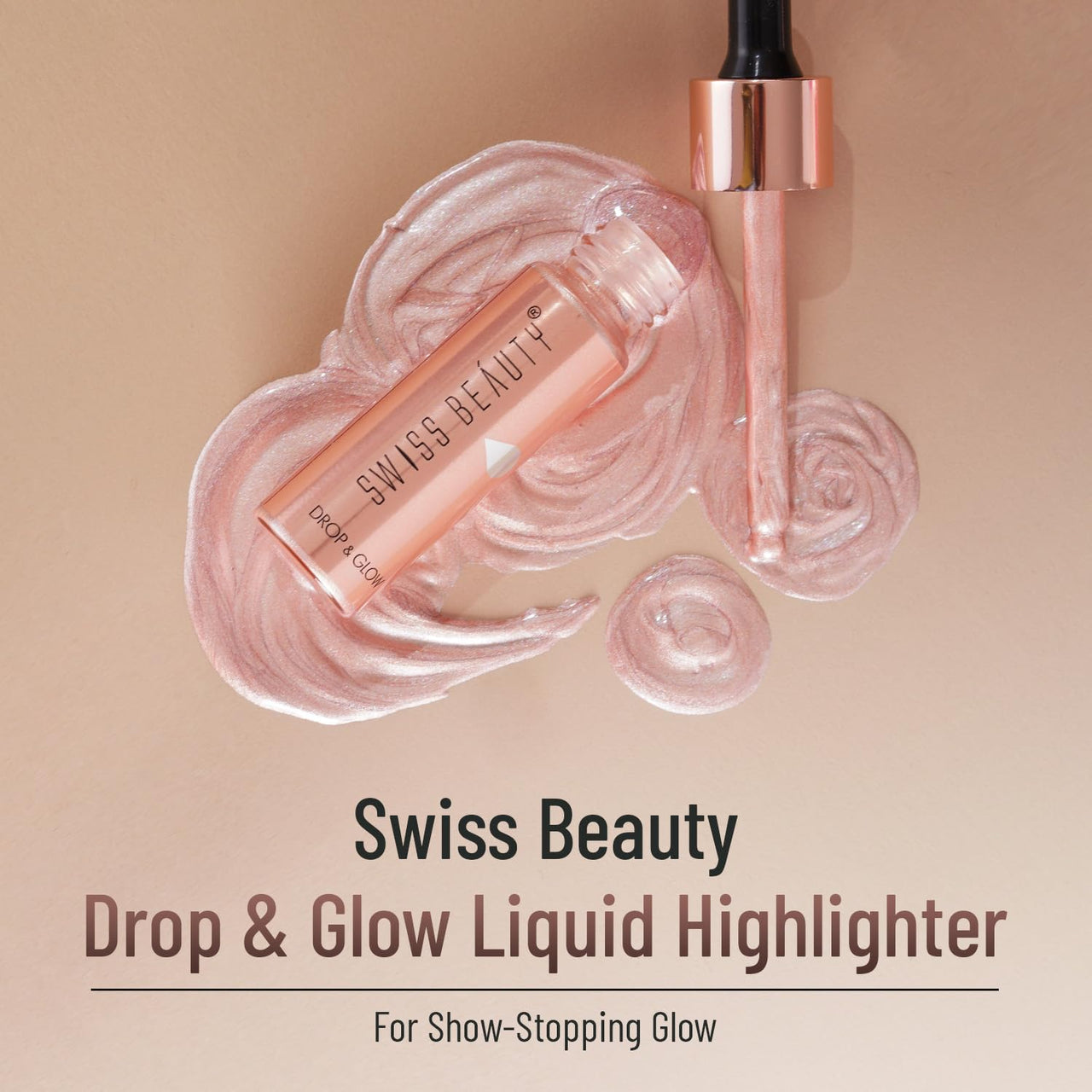 Swiss Beauty Drop & Glow Liquid Highlighter For Face Makeup | Illuminating Liquid Highlighter With Dewy Finish | Shade -Light Pink, 18ml
