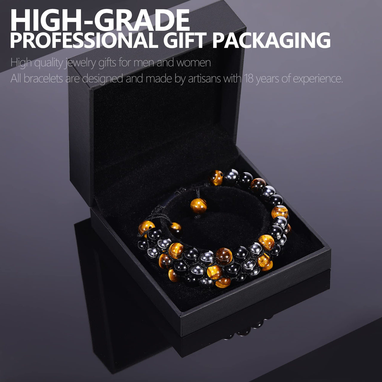 Ckkllws Triple Protection Bracelet,Handmade Bracelets,Bracelet for Women and Men,8mm Natural Tiger Eye Obsidian Hematite Healing Crystal Bracelet,Bring Luck and Prosperity and Happiness (8mm,3 Layer) 8mm,3 Layer