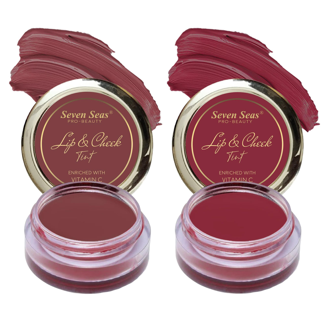 Seven Seas Lips & Cheek Tint Combo Pack of 2 | Matte Natural Blush for Women | Lip Tint with Vitamin E | Nourishing Cheek Tint (Copper Rust, Mandy)