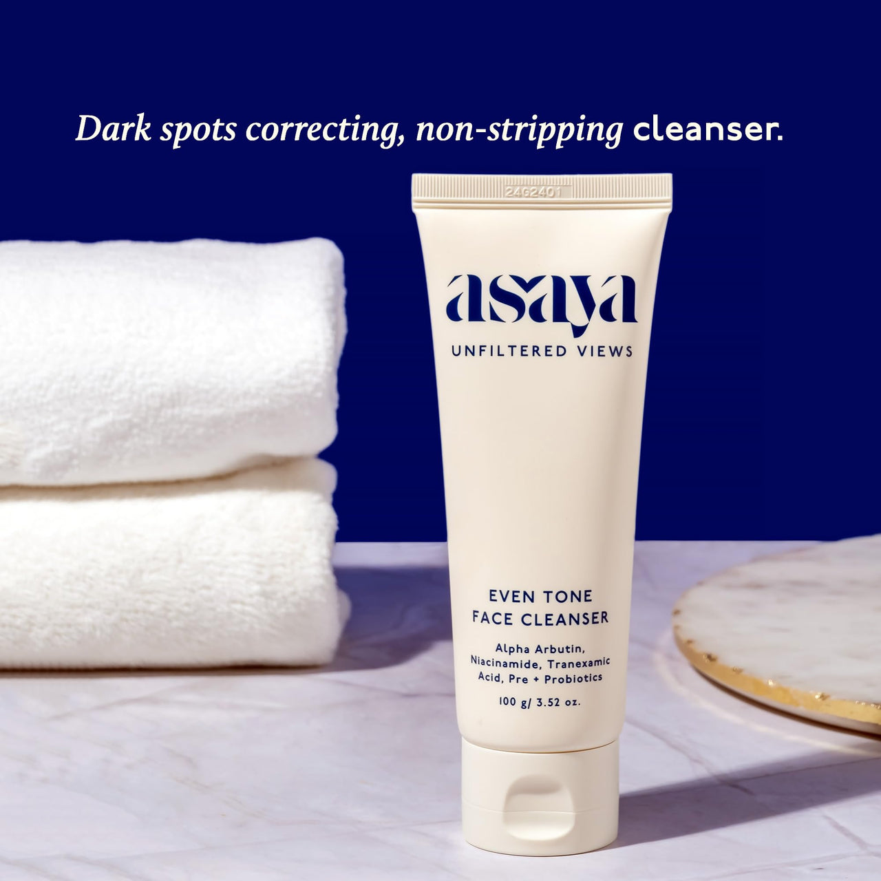 Asaya Dark Spot Removal Face Wash | Fades Spots, Acne Marks & Evens Tone | Tranexamic Acid, Niacinamide & Alpha Arbutin Face Wash With Pre + Probiotics | Both Women & Men | 100g