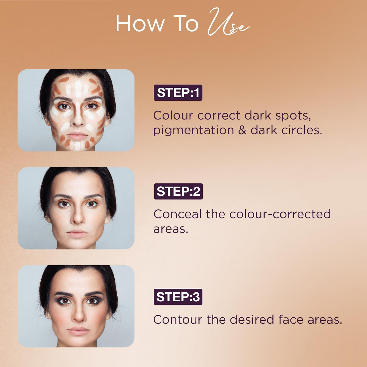 Hilary Rhoda Concealing & Contouring | 8 Shades in Palette | Colour Corrects with High Coverage | Face Palette | Hides Dark Spots & Pigmentation | Buildable Coverage | 12g (Shade-3)