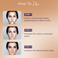 Hilary Rhoda Concealing & Contouring | 8 Shades in Palette | Colour Corrects with High Coverage | Face Palette | Hides Dark Spots & Pigmentation | Buildable Coverage | 12g (Shade-3)