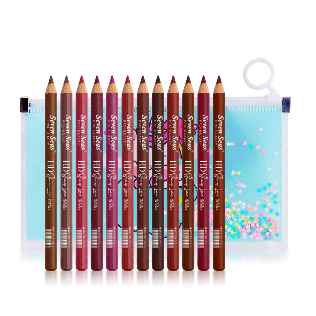 Seven Seas HD Sharp Line Lip Liner | Matte Lip Liner | Transfer-proof | Long Lasting | Highly Pigmented (Pack Of 12)