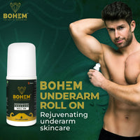 BOHEM Deodorant Underarm Roll-On with AHA & BHA-50ml each - Pack of 2 | Anti perspirant Roll On With Lactic Acid & Salicylic Acid | Long lasting freshness, exfoliate & brightens underarm | Dermatologically tested | No SLS