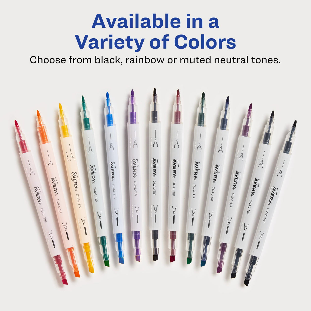 AVERY Dual Tip Markers, Fine Tip Marker and Chisel Tip Marker, Quick-Drying Water-Based Markers, Black, Ideal Planner Markers and Journal Markers, 3-Pack (25001)