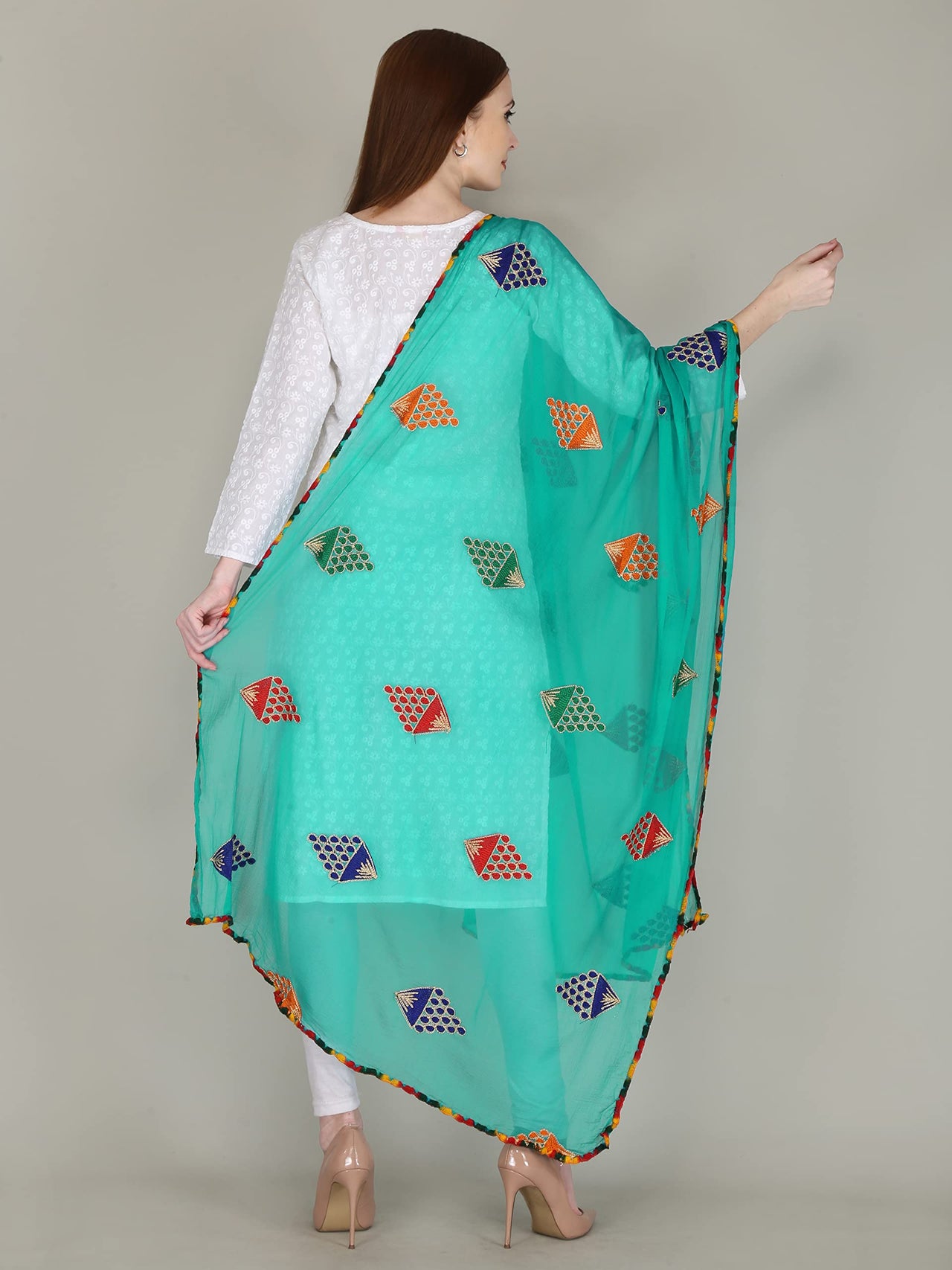 DIAMO Embroidered Chiffon Women's  Dupatta