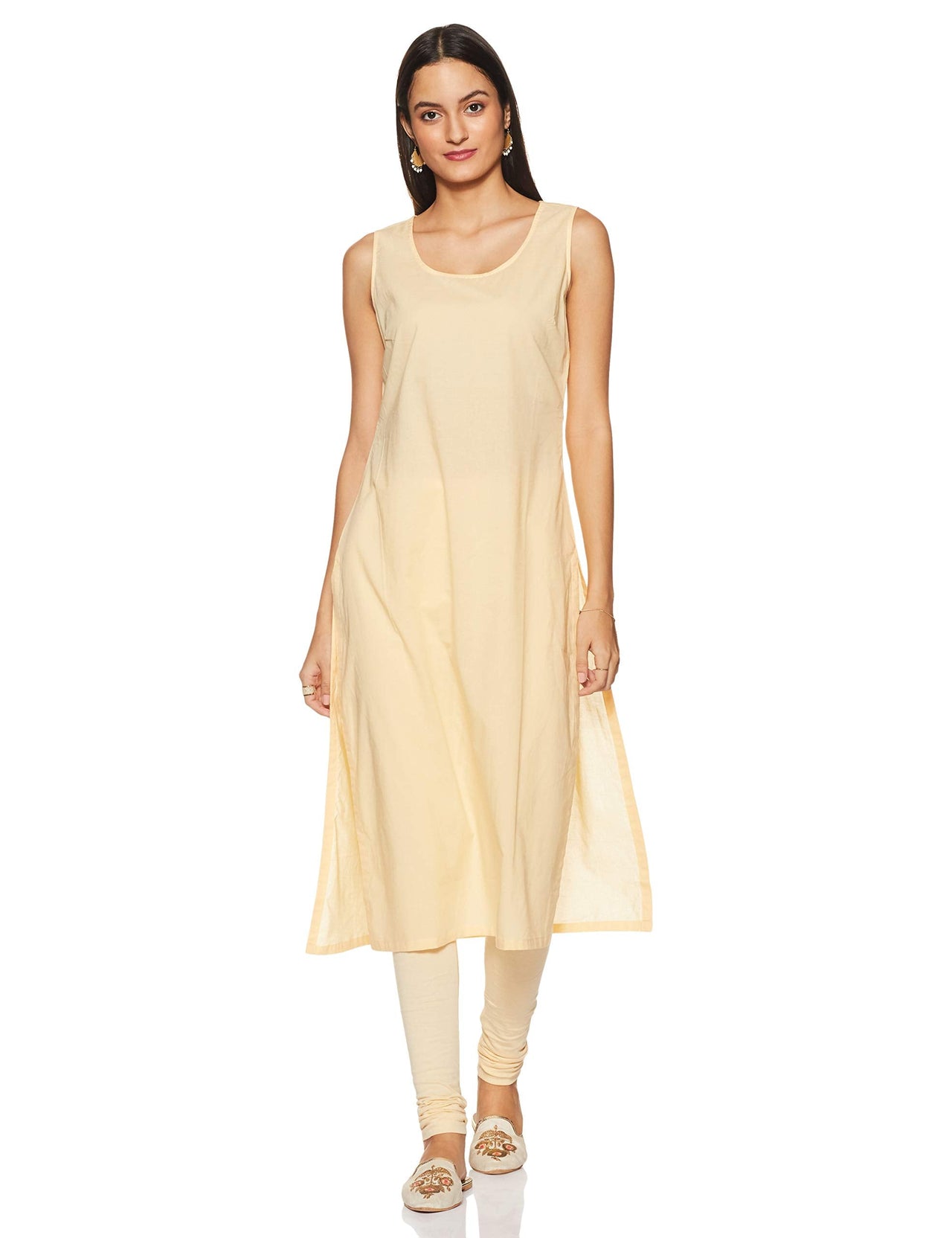 BIBA Womens Tie Up Neck Printed Layered Kurta Churidar with Jacket Set