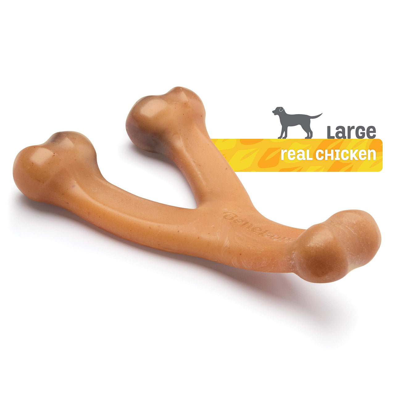 Benebone Wishbone Durable Dog Chew Toy for Aggressive Chewers, Real Chicken, Made in USA, Large