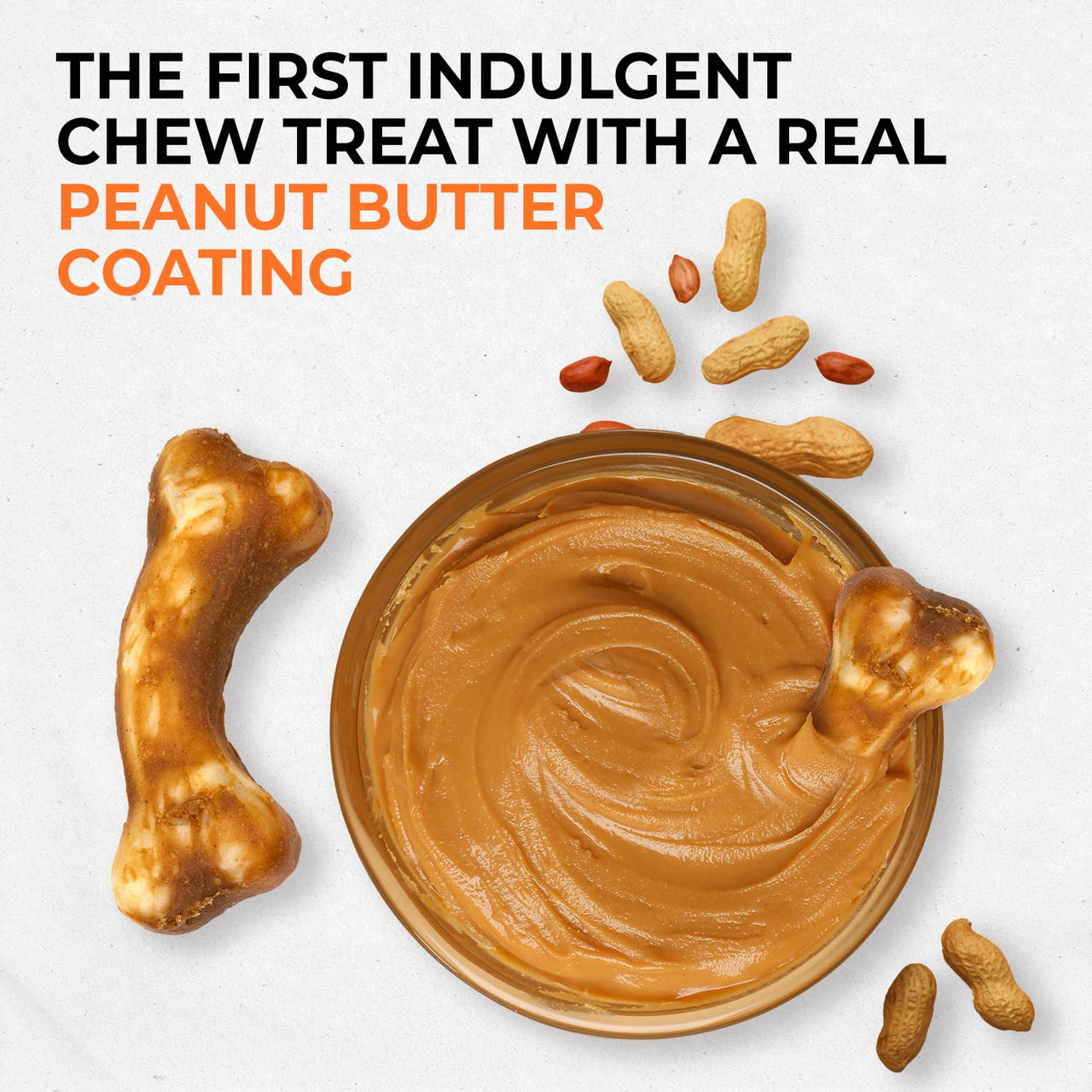 Canine Naturals IrresistiBONES Long Lasting Peanut Butter Chew - Made with Real Peanut Butter - All Natural and Easily Digestible - 6 Pack