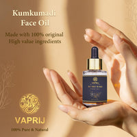 Vaprij Kumkumadi Tailam, Ayurvedic Face Oil, Saffron and 25 Herbs, Skin Brightning, Reduces Pigmentation, Dark Spots, Fine Lines, All Skin Types