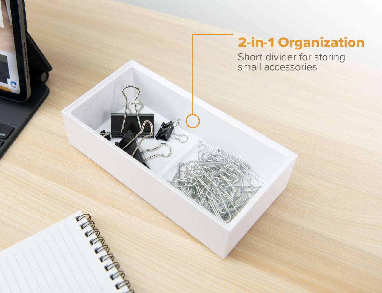 Bostitch Office Konnect Desk Organizer Accessory Tray, Wide, Stacks for Desktop Storage, White