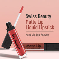 Swiss Beauty Ultra Smooth Matte Lip Liquid Lipstick, Smooth Lip Color, Weightless Finish, Silky Matte Finish, Shade- Romantic, 6ml